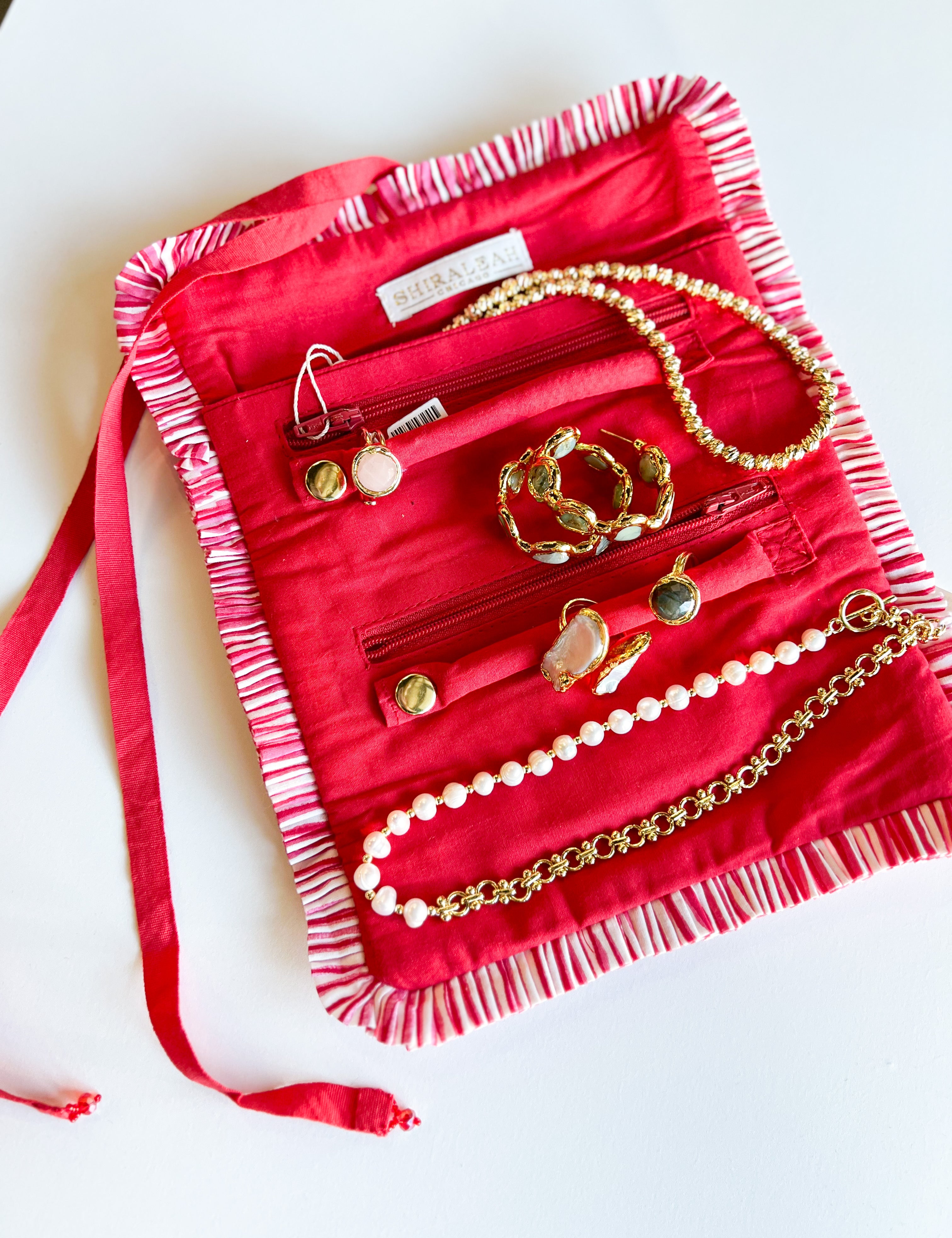 Elle Jewelry Roll - Red-140 Gifts + Home-SHIRALEAH-July & June Women's Fashion Boutique Located in San Antonio, Texas
