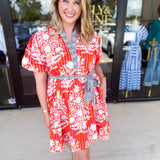 THML - Orange & Blue Mini Dress-510 Mini-THML-July & June Women's Fashion Boutique Located in San Antonio, Texas