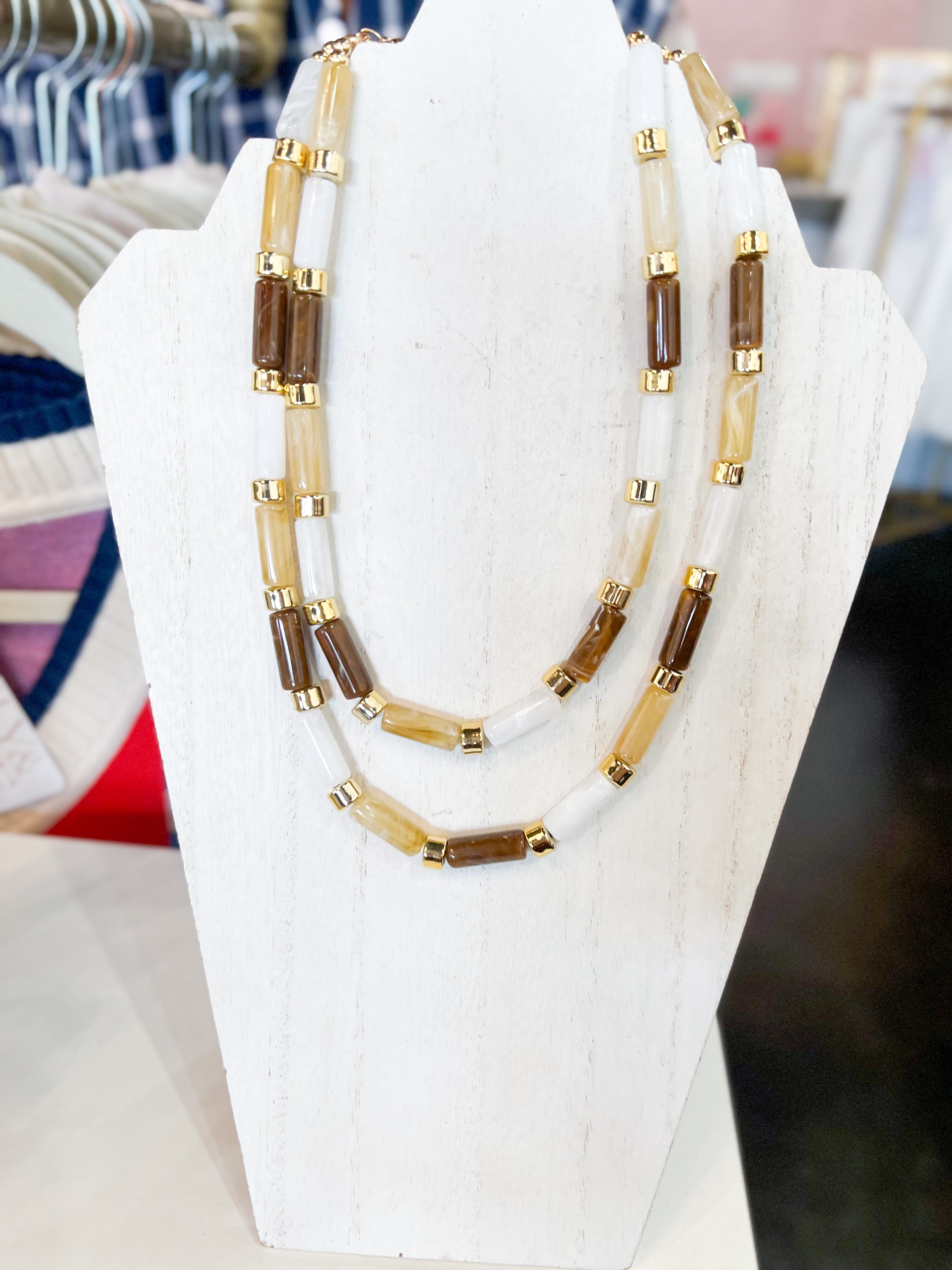 Treasure Jewels - Carmel Candy Bar Chic Necklace-110 Jewelry & Hair-Treasure Jewels-July & June Women's Fashion Boutique Located in San Antonio, Texas