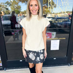 THML - Floral Shimmer Skirt-410 Shorts/Skirts-THML-July & June Women's Fashion Boutique Located in San Antonio, Texas