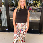 Kate Vintage Olive Floral Midi Dress-500 Midi-SKIES ARE BLUE-July & June Women's Fashion Boutique Located in San Antonio, Texas
