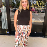 Kate Vintage Olive Floral Midi Dress-500 Midi-SKIES ARE BLUE-July & June Women's Fashion Boutique Located in San Antonio, Texas