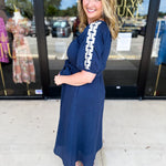 THML - Navy Midi Dress-500 Midi-THML-July & June Women's Fashion Boutique Located in San Antonio, Texas