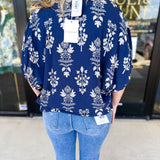 The Frankie Blouse - Navy-200 Fashion Blouses-ENTRO-July & June Women's Fashion Boutique Located in San Antonio, Texas