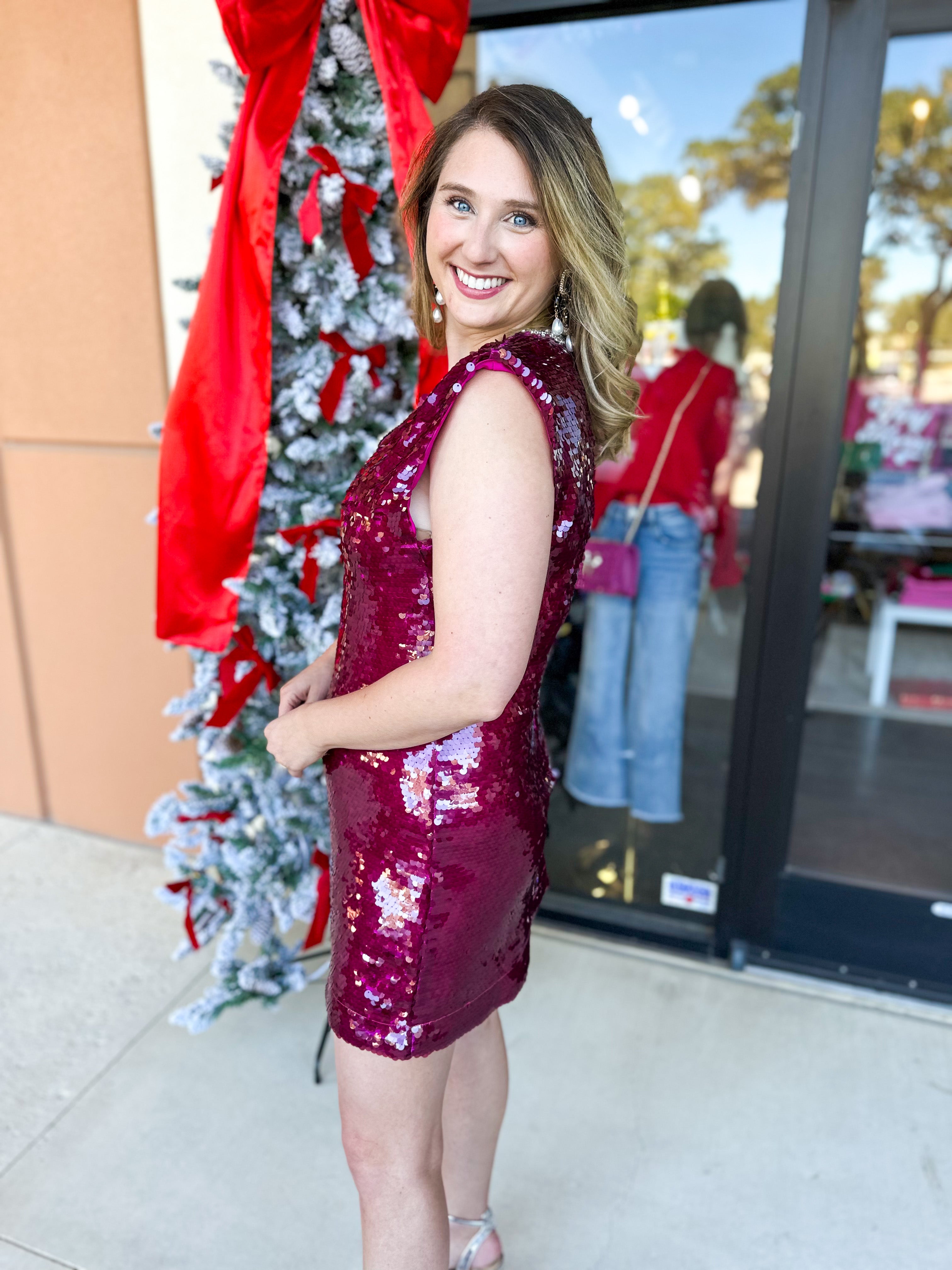 Ruby Sequin Mini Dress-510 Mini-FATE-July & June Women's Fashion Boutique Located in San Antonio, Texas