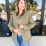 Barn Jacket - Olive-600 Outerwear-AARON & AMBER-July & June Women's Fashion Boutique Located in San Antonio, Texas