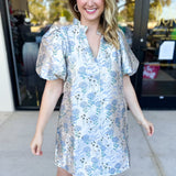 THML - Winter Blue Floral Mini Dress-510 Mini-THML-July & June Women's Fashion Boutique Located in San Antonio, Texas
