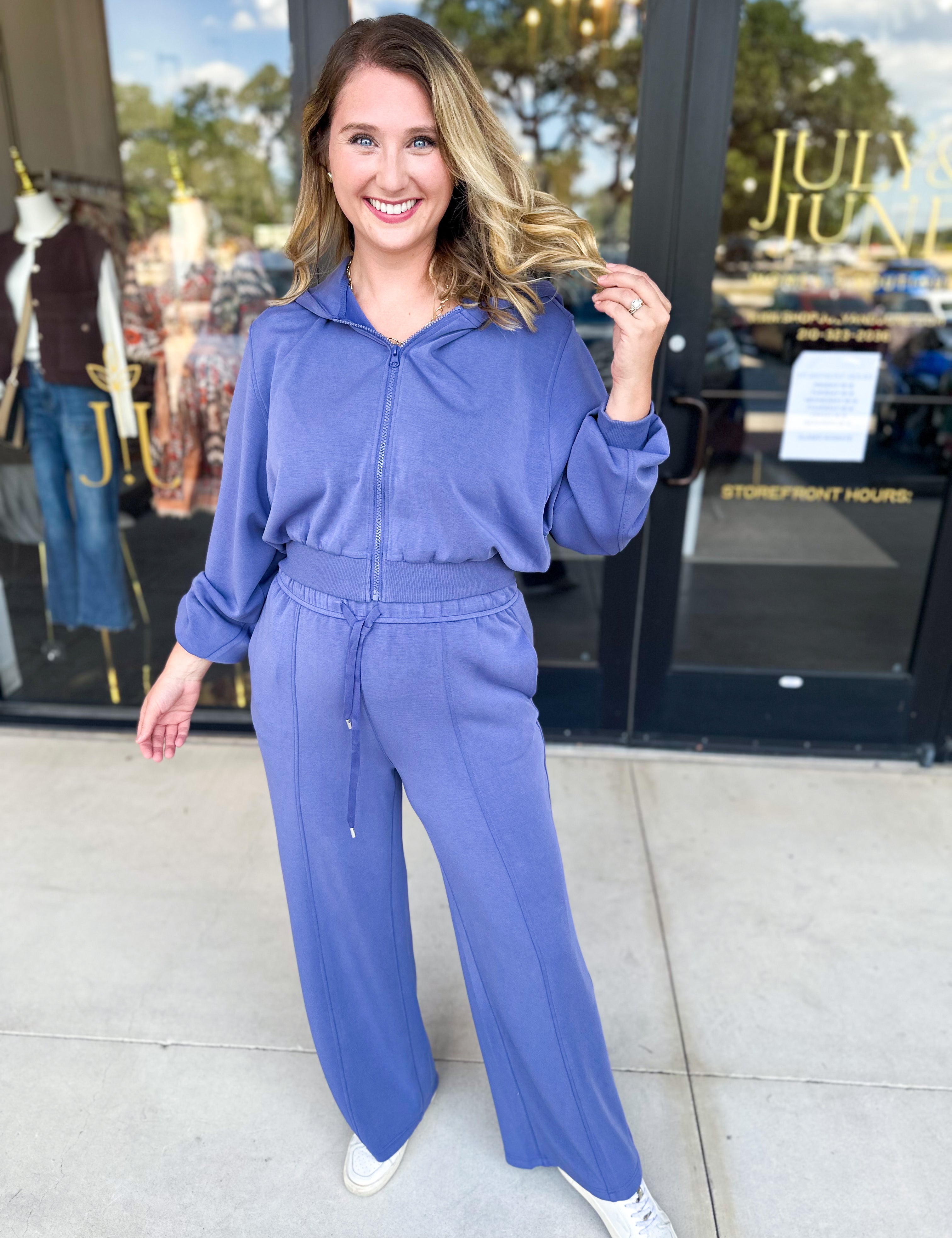 Soft Modal Lounge Pants - Denim Blue-300 Athleisure/Lounge-SKIES ARE BLUE-July & June Women's Fashion Boutique Located in San Antonio, Texas