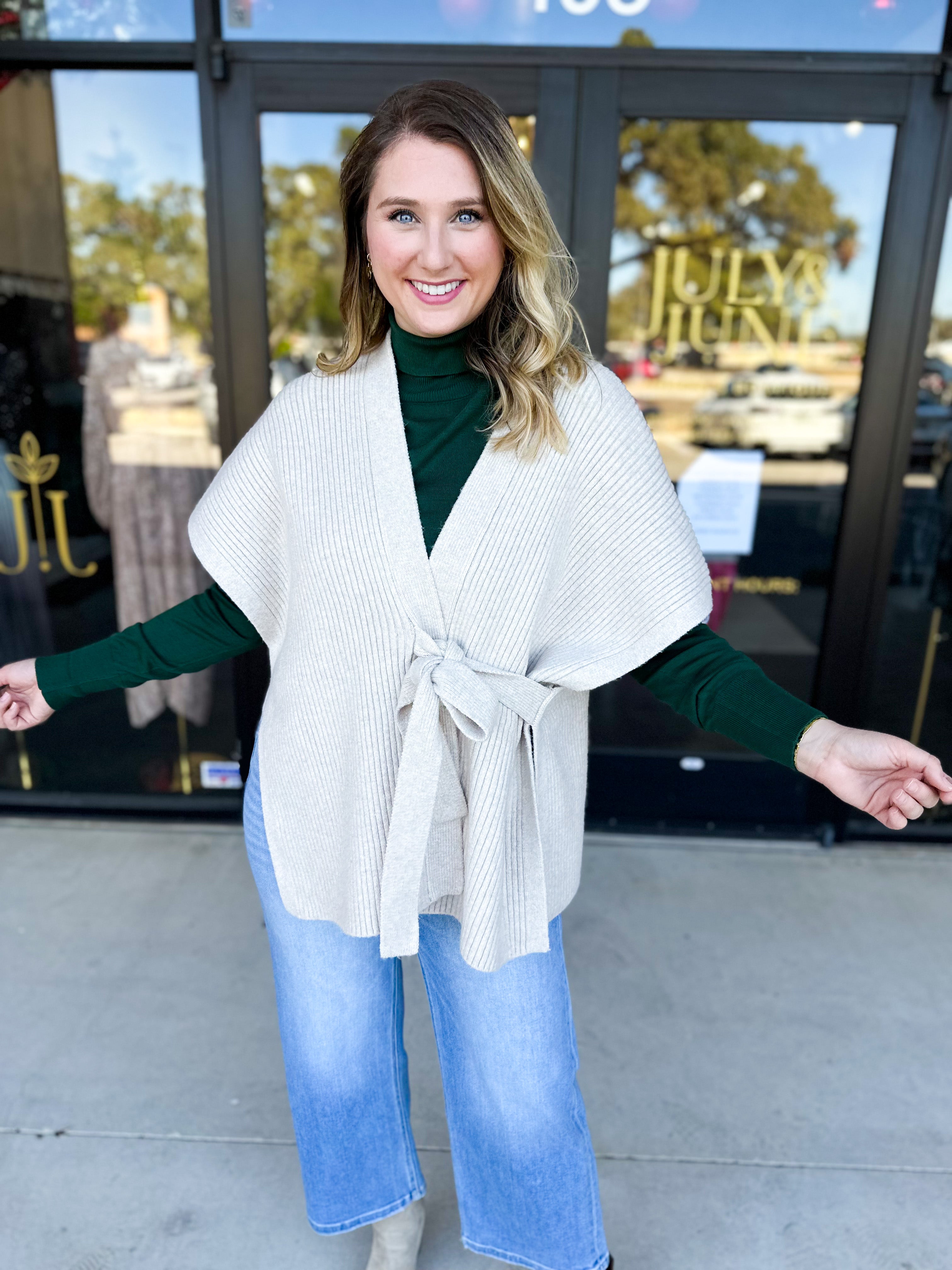 THML - Chic Knit Cardigan Wrap - Cream-230 Sweaters/Cardis-THML-July & June Women's Fashion Boutique Located in San Antonio, Texas