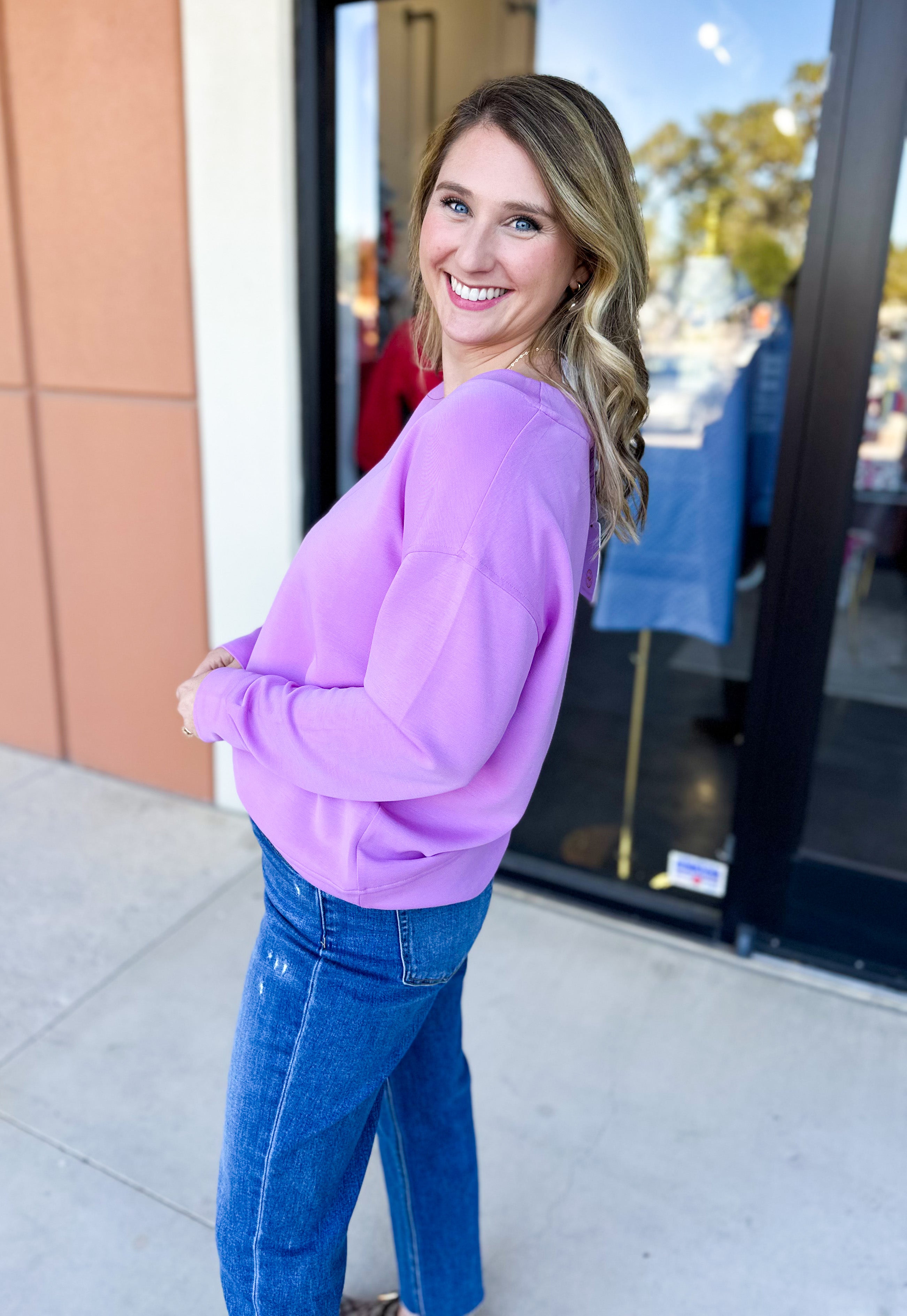 Mary Square - Hazel Long Sleeve - Orchid-210 Casual Blouses-MARY SQUARE-July & June Women's Fashion Boutique Located in San Antonio, Texas