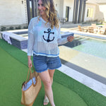 Anchor Mesh Sweater Top-230 Sweaters/Cardis-SHIRALEAH-July & June Women's Fashion Boutique Located in San Antonio, Texas