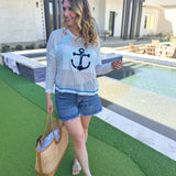 Anchor Mesh Sweater Top-230 Sweaters/Cardis-SHIRALEAH-July & June Women's Fashion Boutique Located in San Antonio, Texas