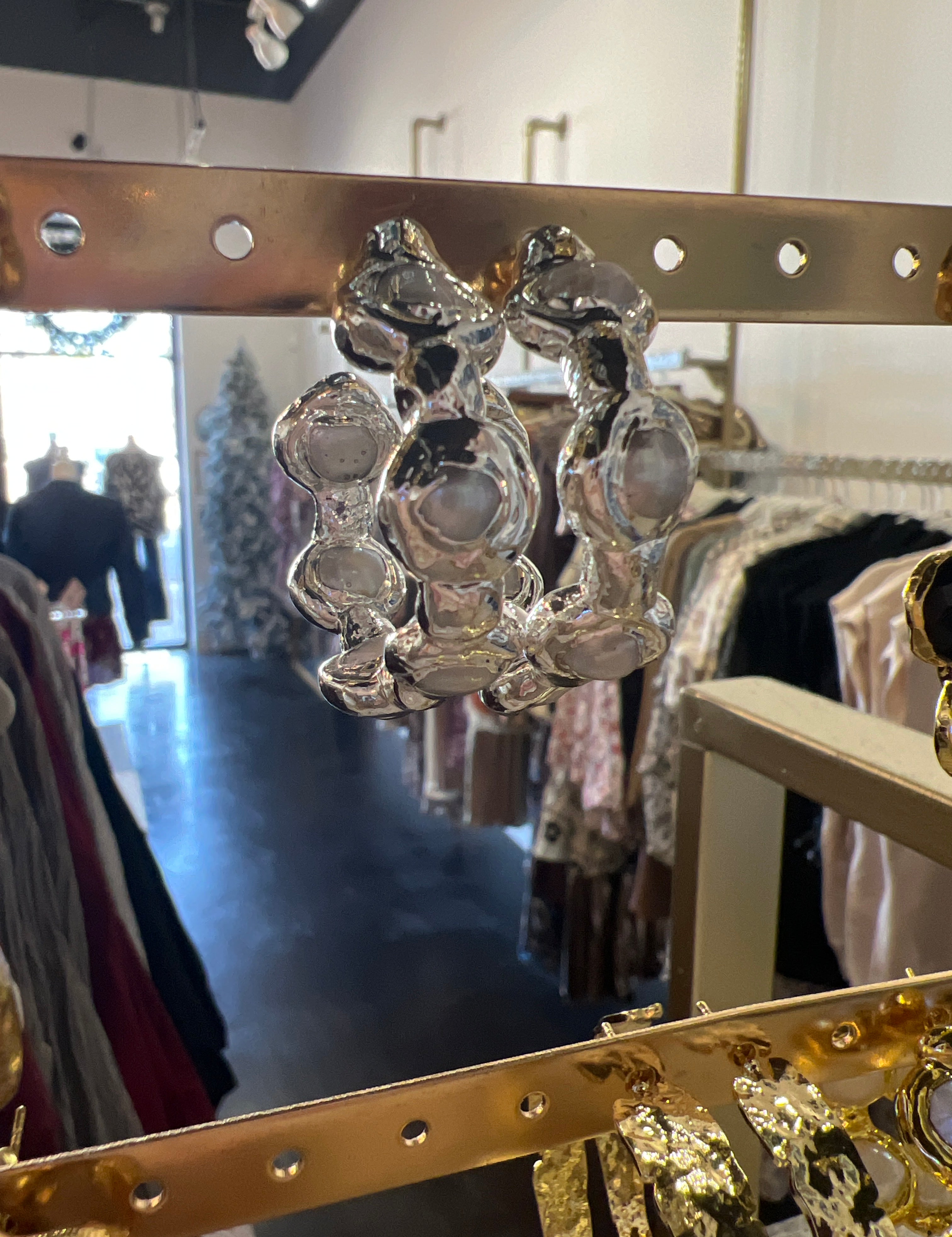 Easton Elle - Paradise Pearl Hoop Earrings - Silver & Pearl-110 Jewelry & Hair-Easton Elle-July & June Women's Fashion Boutique Located in San Antonio, Texas