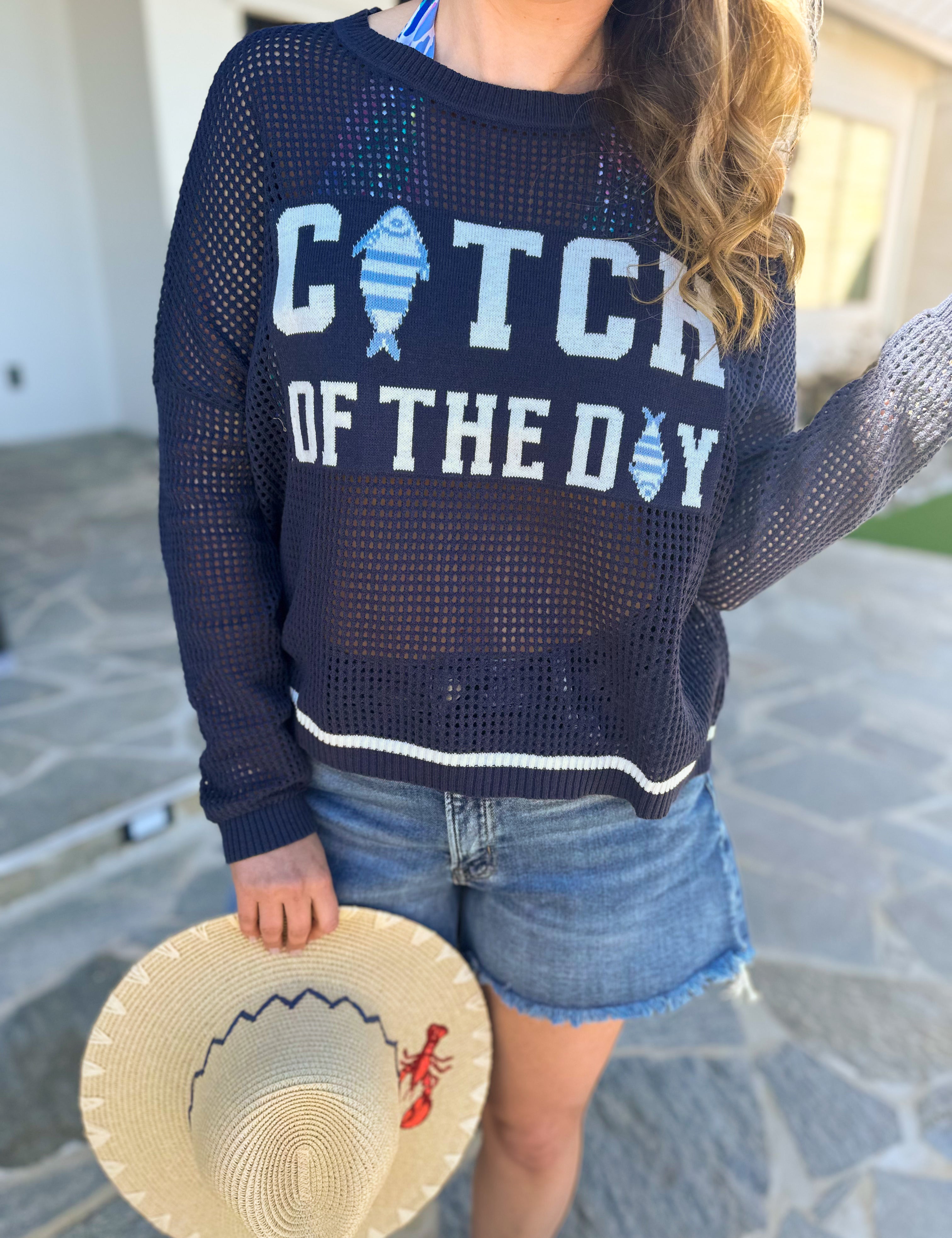 Catch of the Day Open Knit Sweater Top-230 Sweaters/Cardis-SHIRALEAH-July & June Women's Fashion Boutique Located in San Antonio, Texas