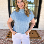 Soft Bloom Everyday Knit Top - Light Blue-230 Sweaters/Cardis-ENTRO-July & June Women's Fashion Boutique Located in San Antonio, Texas