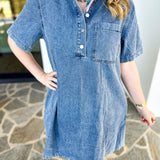 Vintage Wash Denim Mini Dress-510 Mini-IN FEBRUARY-July & June Women's Fashion Boutique Located in San Antonio, Texas