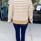 Casual Cool Henley Long Sleeve - Tan-210 Casual Blouses-POLOGRAM-July & June Women's Fashion Boutique Located in San Antonio, Texas