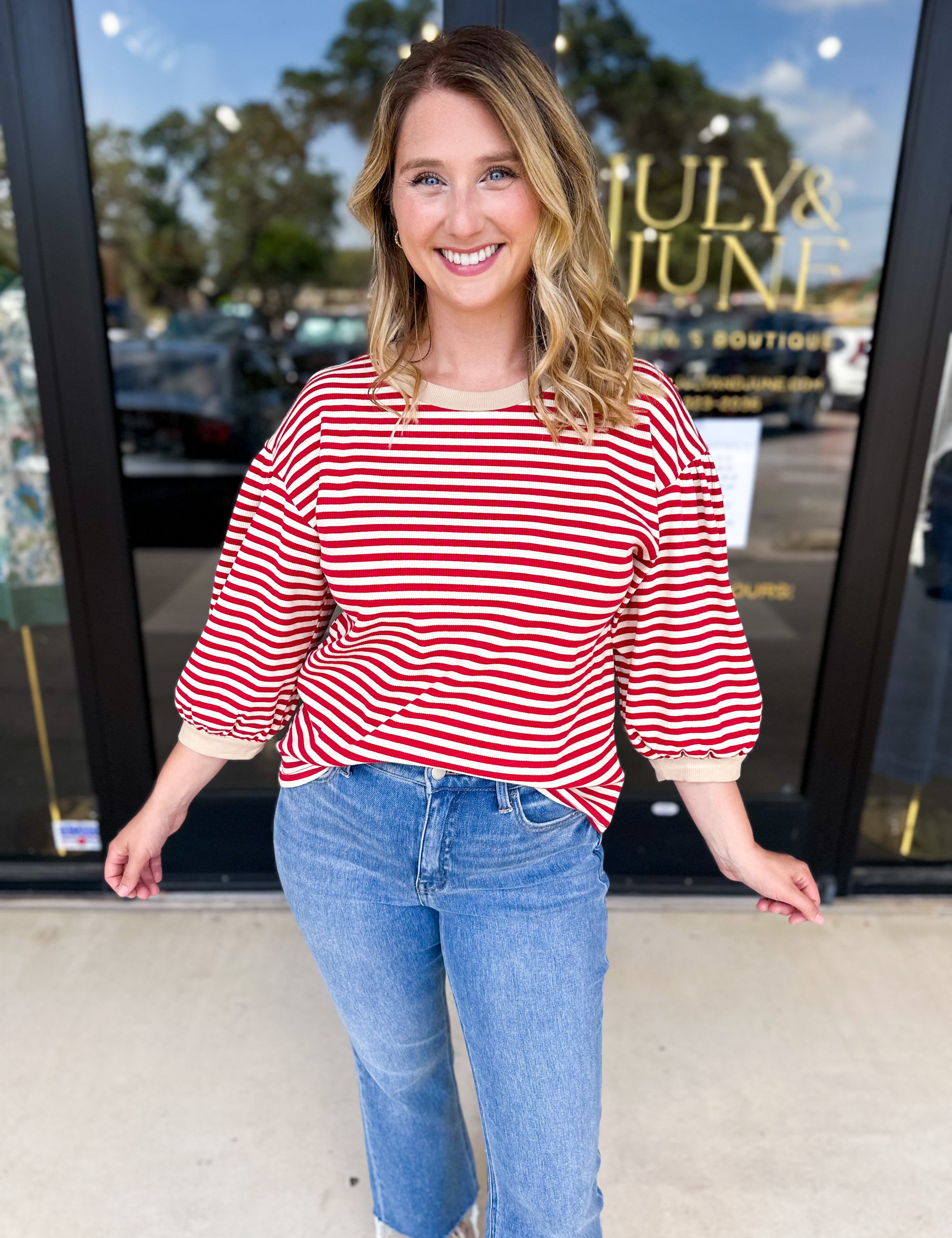 The Cammy Tee - Red-210 Casual Blouses-JODIFL-July & June Women's Fashion Boutique Located in San Antonio, Texas