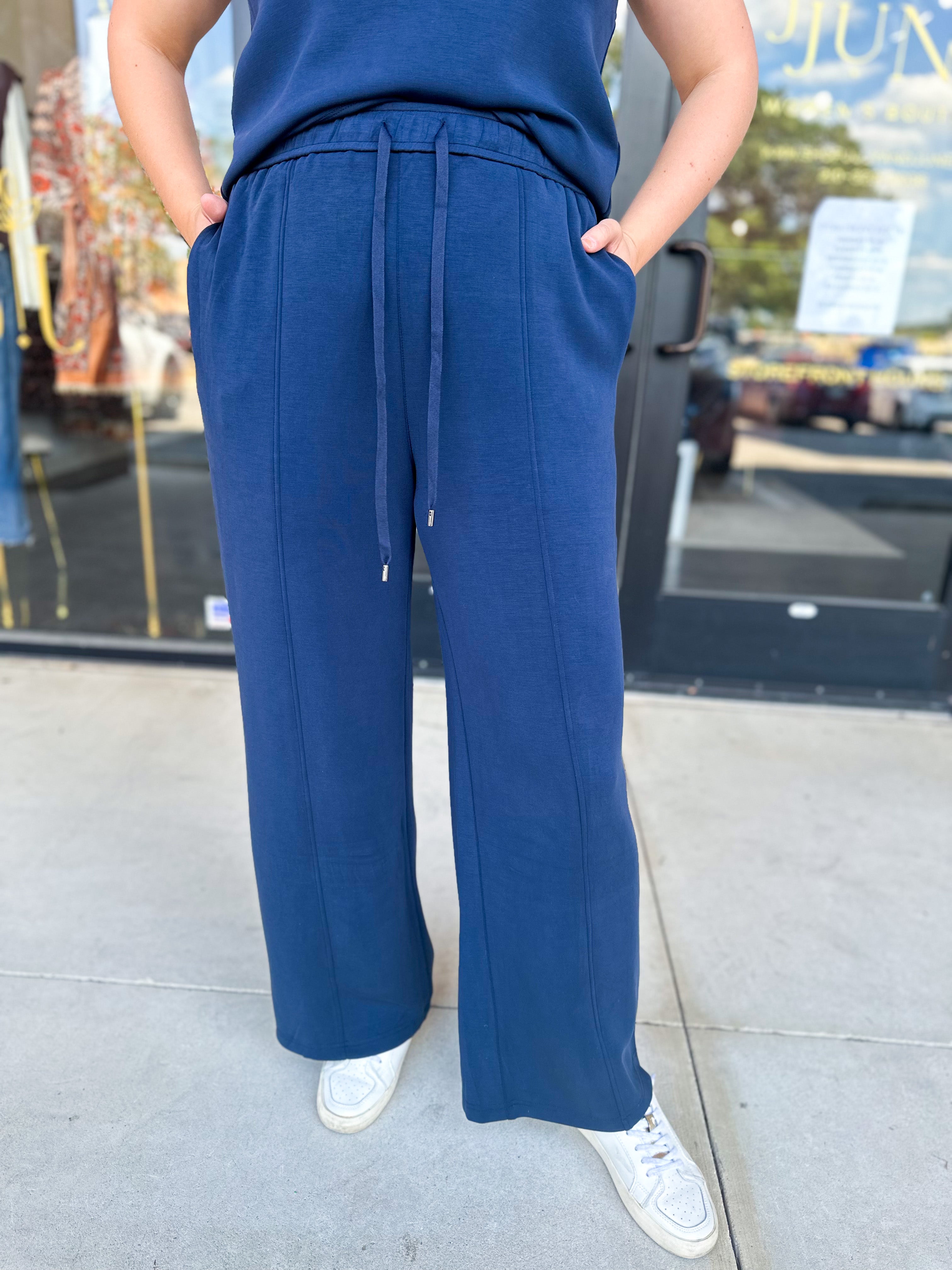 Soft Modal Lounge Pants - Navy - RESTOCK-300 Athleisure/Lounge-SKIES ARE BLUE-July & June Women's Fashion Boutique Located in San Antonio, Texas