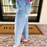 Vervet - High Rise Slim Wide Patch Pocket Jeans-400 Pants-VEVERT BY FLYING MONKEY-July & June Women's Fashion Boutique Located in San Antonio, Texas
