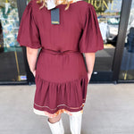 THML - Maroon Floral Mini Dress-510 Mini-THML-July & June Women's Fashion Boutique Located in San Antonio, Texas