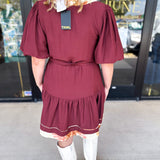 THML - Maroon Floral Mini Dress-510 Mini-THML-July & June Women's Fashion Boutique Located in San Antonio, Texas