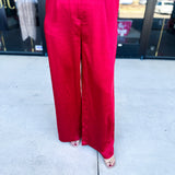 Chic Stain Trouser Pant - Red-400 Pants-SKIES ARE BLUE-July & June Women's Fashion Boutique Located in San Antonio, Texas