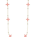 Natalie Wood - Enamel Cross Station Necklace Red-120 Jewelry & Hair-Natalie Wood-July & June Women's Fashion Boutique Located in San Antonio, Texas