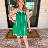 Kelly Green Scalloped Mini Dress-510 Mini-TCEC-July & June Women's Fashion Boutique Located in San Antonio, Texas