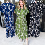 The Kailey Midi Dress - Navy-500 Midi-ENTRO-July & June Women's Fashion Boutique Located in San Antonio, Texas