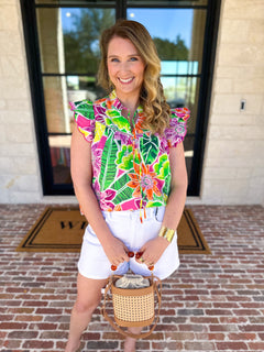 Take Me To The Tropics Blouse-200 Fashion Blouses-FATE-July & June Women's Fashion Boutique Located in San Antonio, Texas