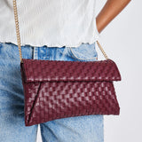 Priscilla Woven Clutch - Wine-130 ACCESSORIES-Moda Luxe-July & June Women's Fashion Boutique Located in San Antonio, Texas