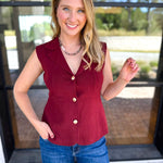 In Style Knit Vest - Merlot-200 Fashion Blouses-SKIES ARE BLUE-July & June Women's Fashion Boutique Located in San Antonio, Texas