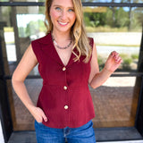 In Style Knit Vest - Merlot-200 Fashion Blouses-SKIES ARE BLUE-July & June Women's Fashion Boutique Located in San Antonio, Texas