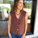 In Style Knit Vest - Espresso-200 Fashion Blouses-SKIES ARE BLUE-July & June Women's Fashion Boutique Located in San Antonio, Texas