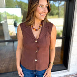In Style Knit Vest - Espresso-200 Fashion Blouses-SKIES ARE BLUE-July & June Women's Fashion Boutique Located in San Antonio, Texas