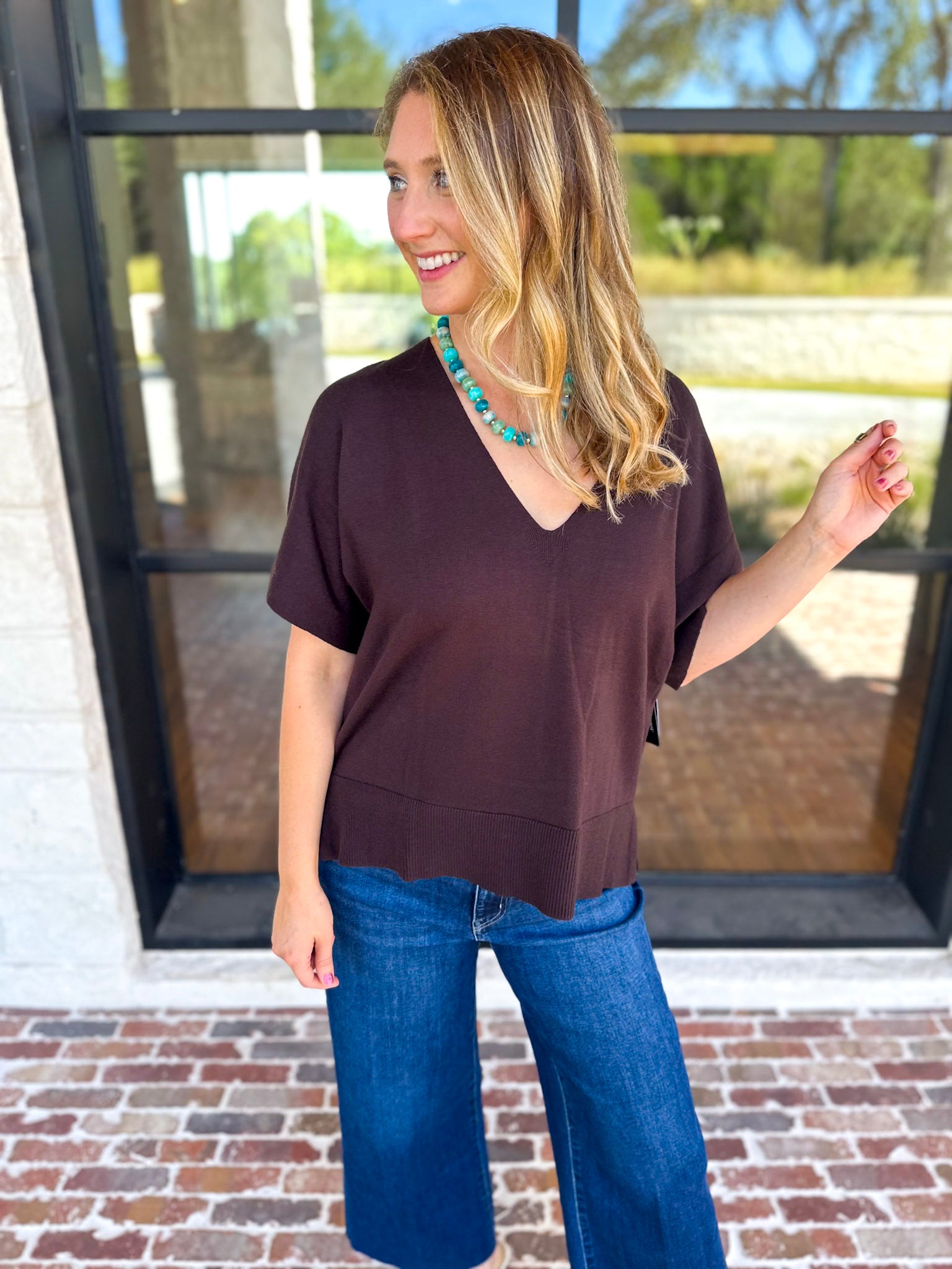 Liverpool - Simplicity Dolman Top - Java-210 Casual Blouses-LIVERPOOL JEANS COMPANY-July & June Women's Fashion Boutique Located in San Antonio, Texas