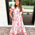 Red Paisley Midi Dress-500 Midi-ENTRO-July & June Women's Fashion Boutique Located in San Antonio, Texas
