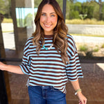 The Coffee Run Tee - Blue Mocha-210 Casual Blouses-ENTRO-July & June Women's Fashion Boutique Located in San Antonio, Texas