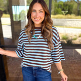 The Coffee Run Tee - Blue Mocha-210 Casual Blouses-ENTRO-July & June Women's Fashion Boutique Located in San Antonio, Texas