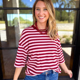 The Coffee Run Tee - Pink Sangria-210 Casual Blouses-ENTRO-July & June Women's Fashion Boutique Located in San Antonio, Texas