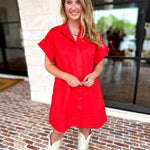The Everyday Red Mini Dress-510 Mini-ENTRO-July & June Women's Fashion Boutique Located in San Antonio, Texas