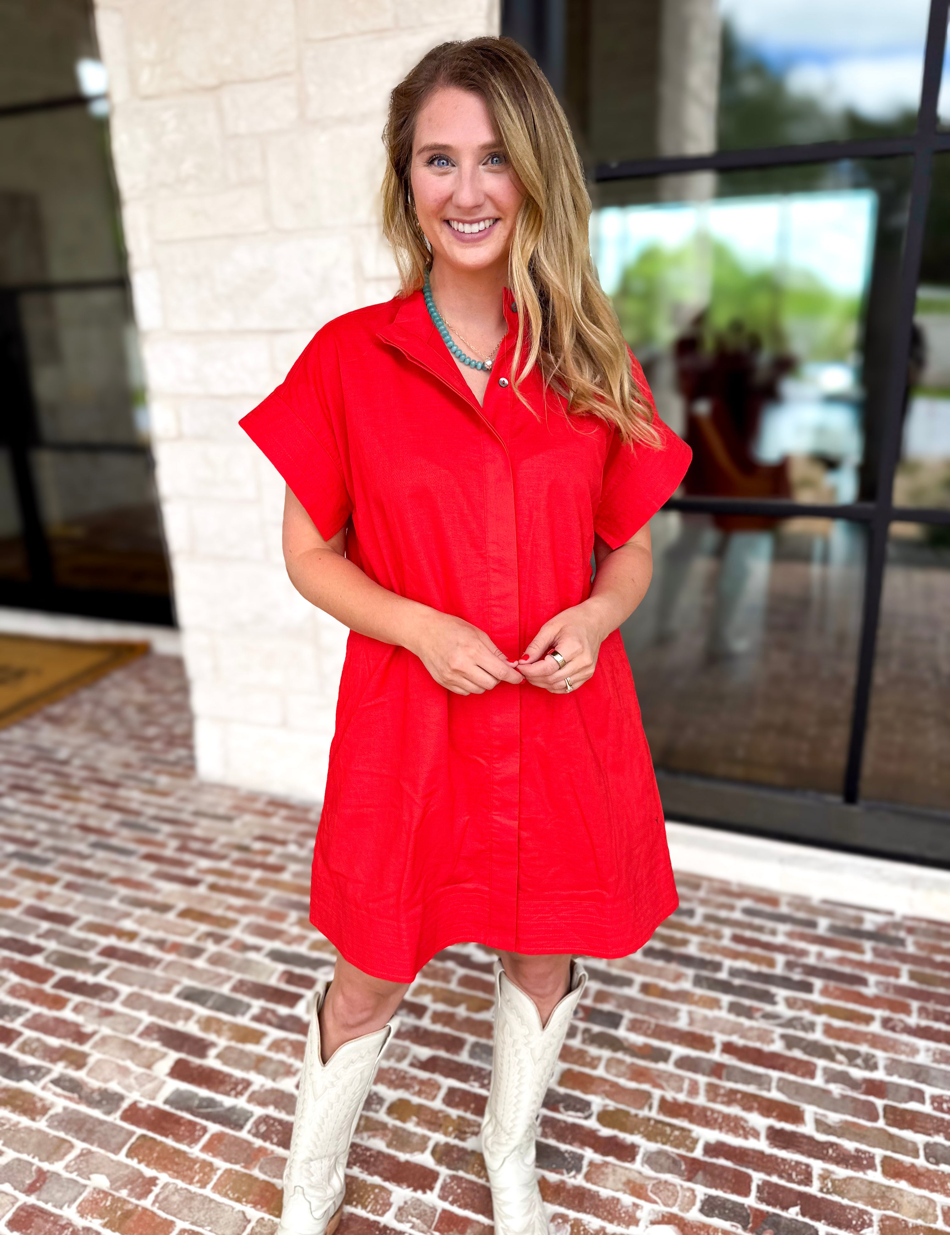 The Everyday Red Mini Dress-510 Mini-ENTRO-July & June Women's Fashion Boutique Located in San Antonio, Texas