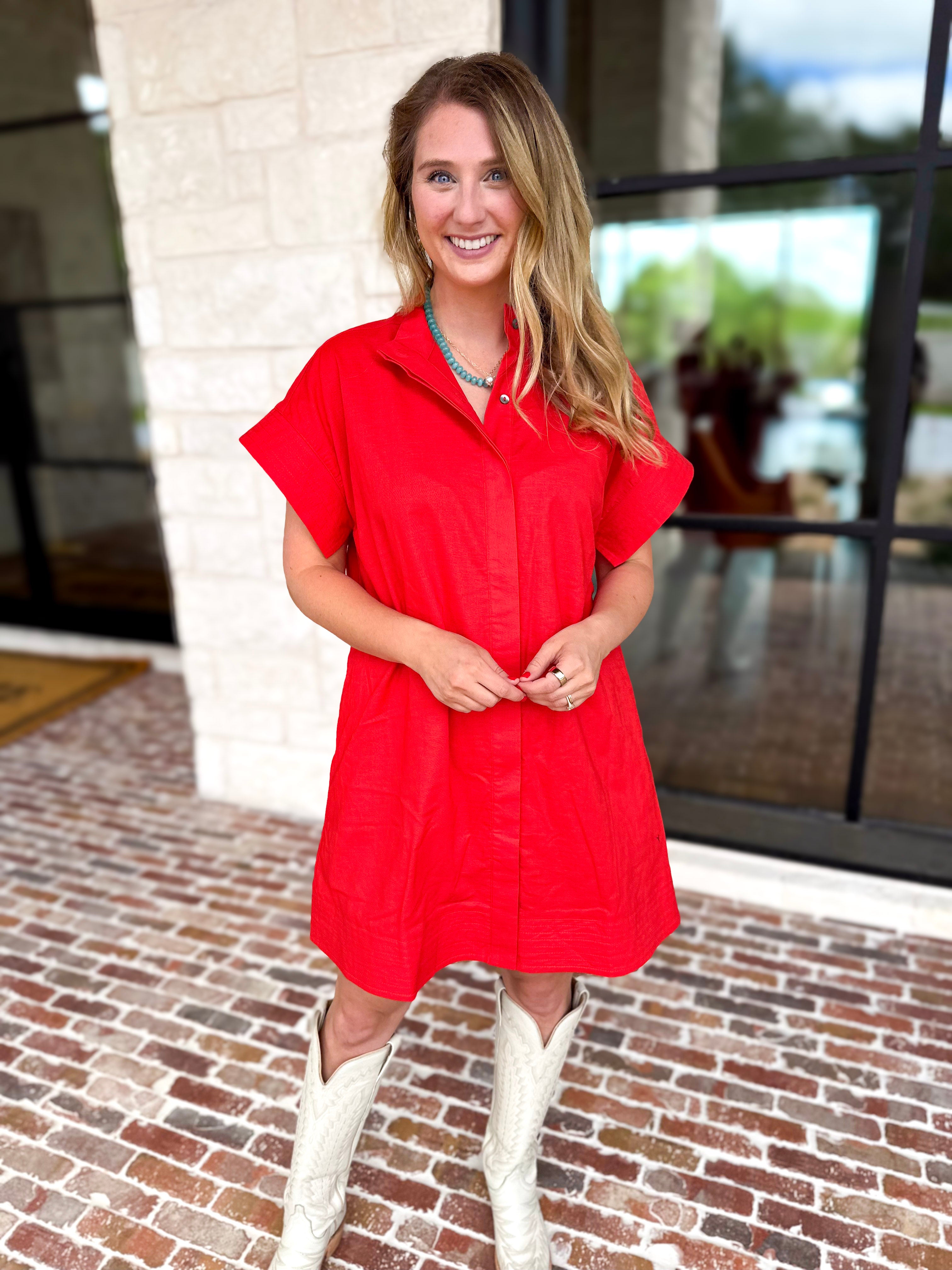 The Everyday Red Mini Dress-510 Mini-ENTRO-July & June Women's Fashion Boutique Located in San Antonio, Texas