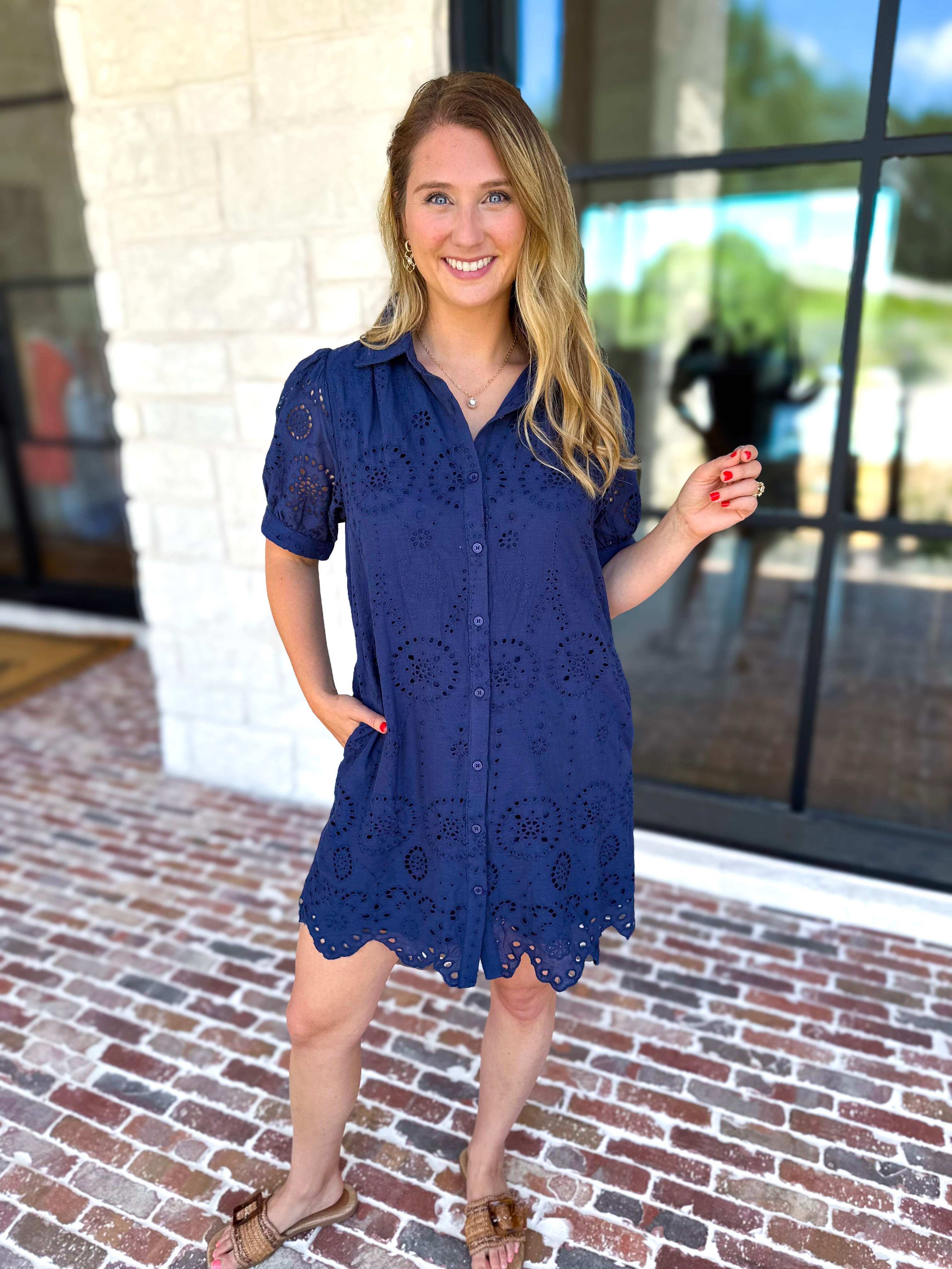 Seagrove Navy Mini Dress-510 Mini-JODIFL-July & June Women's Fashion Boutique Located in San Antonio, Texas