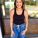 Everyday Built-in-Bra Tank - Black-220 Basic Tops-MONO B-July & June Women's Fashion Boutique Located in San Antonio, Texas