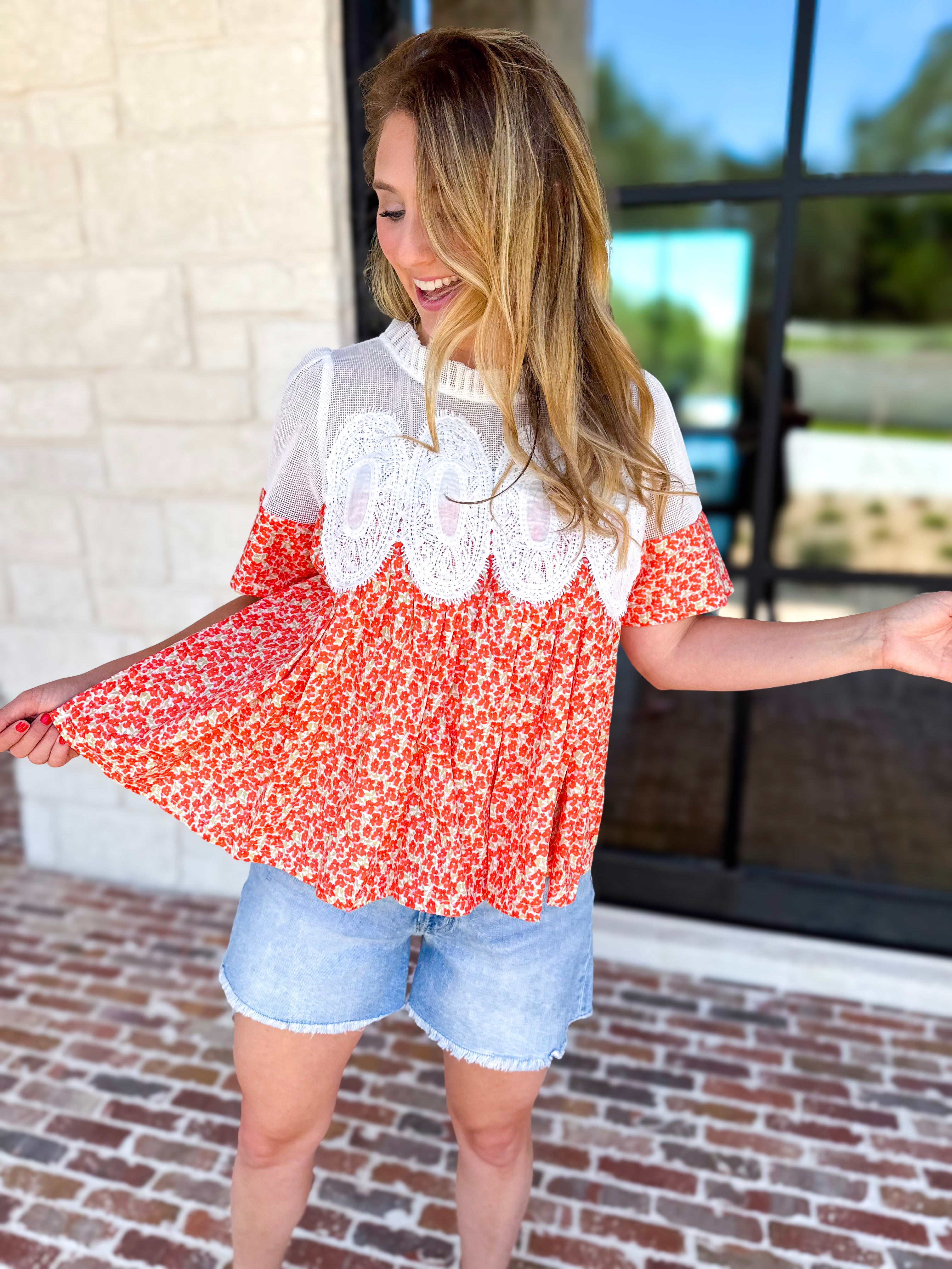 Happy Garden Blouse-200 Fashion Blouses-FATE-July & June Women's Fashion Boutique Located in San Antonio, Texas