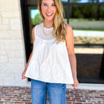 Sheer Details Tank - White-200 Fashion Blouses-FATE-July & June Women's Fashion Boutique Located in San Antonio, Texas