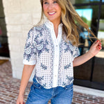 THML - Geometric Floral Blouse-200 Fashion Blouses-THML-July & June Women's Fashion Boutique Located in San Antonio, Texas