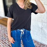 Everyday Essential V-Neck Tee - Black-210 Casual Blouses-MONO B-July & June Women's Fashion Boutique Located in San Antonio, Texas